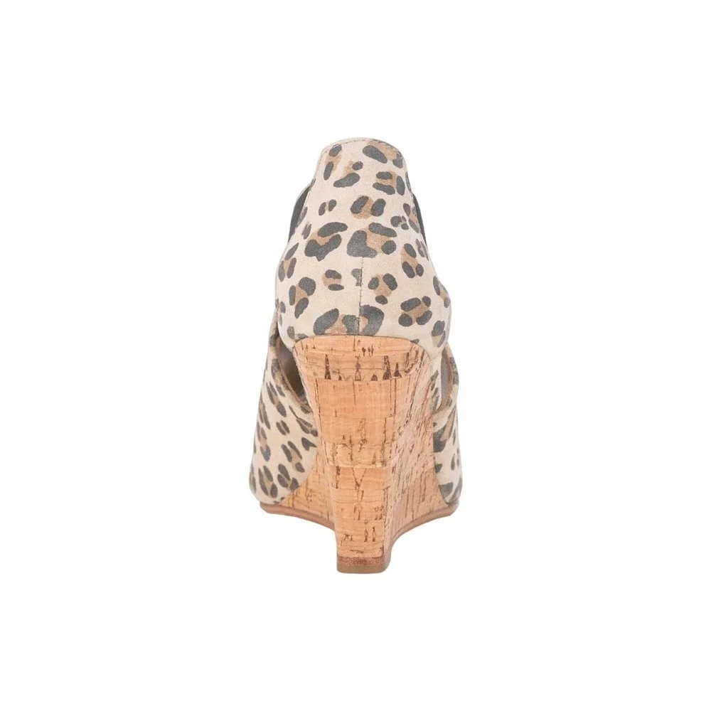 NWT Marchez Vouz Blue Leopard leather wedge heel shoes sz 9,5‎